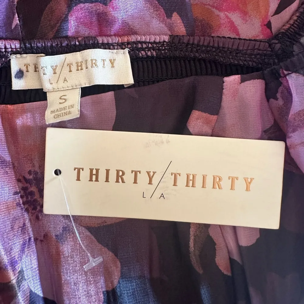 Thirty/Thirty LA  Floral Print Organza Puff Mini Dress Small NWT - Image 5