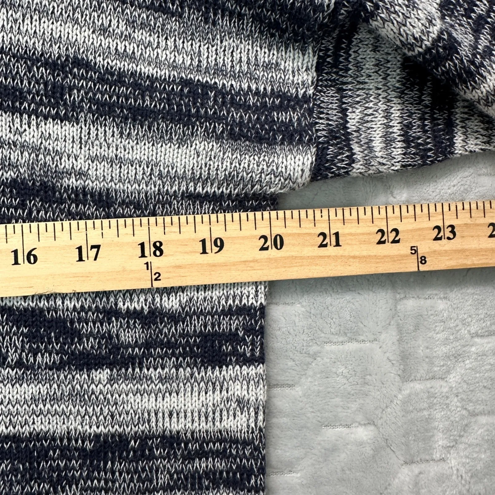 Marled Striped Knit Sweater Pullover Large‎ Grunge Classic Neutral Preppy Cozy Blue - Image 5