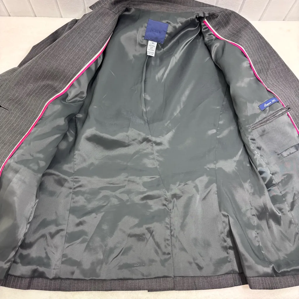 J. Crew Super 120's Wool Pinstripe Gray‎ Blazer Size Women's Size 10 - Image 9