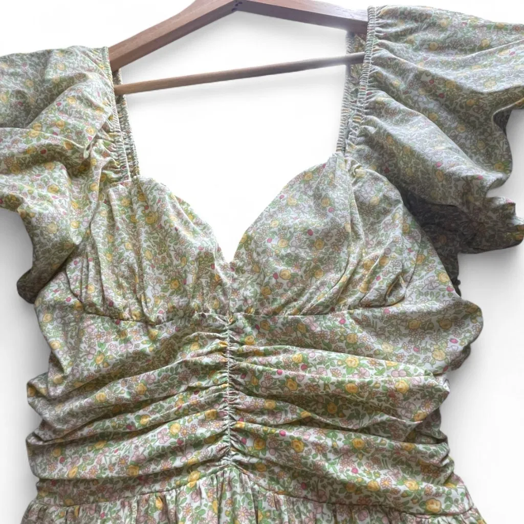 Tuckernuck Hyacinth House Yellow Green Floral Cottagecore Midi Dress XXS - Image 3