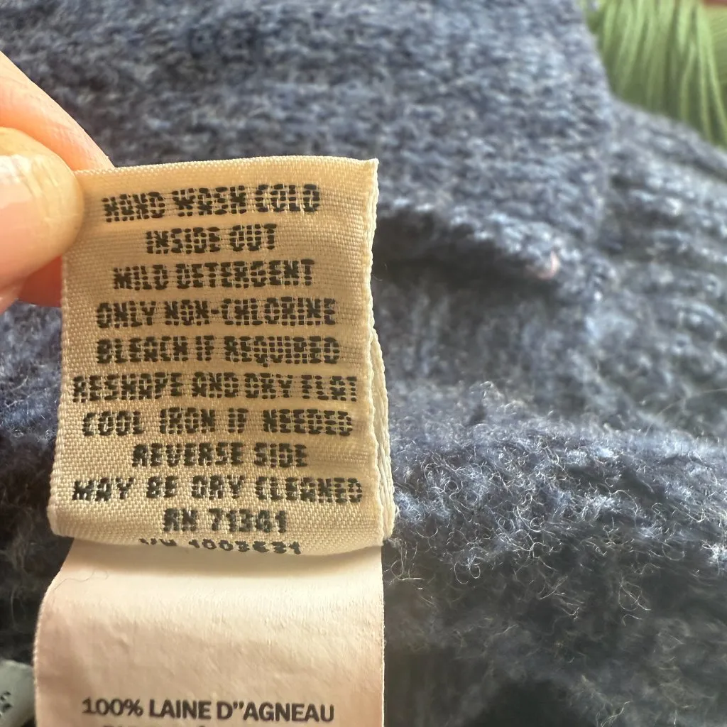 L.L. Bean blue lambswool long sleeve high collar zip up sweater jacket SP - Image 11