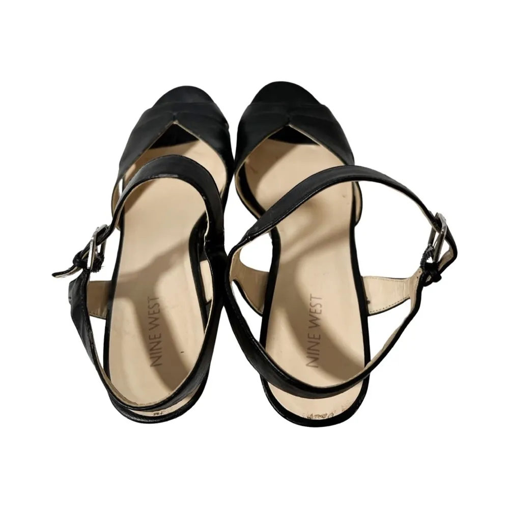 NINE WEST Black & White Aztec Wedges Sz 7M - Image 3