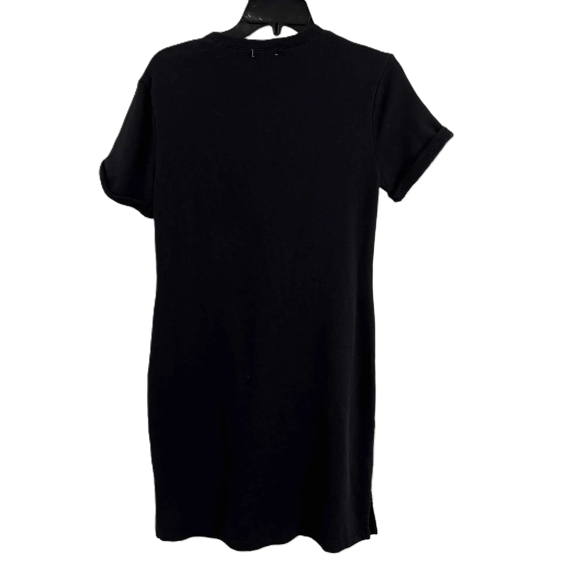 LAMade Black Short Sleeve Crew Neck Sweatshirt Dress With Pockets Knee Length - Image 5