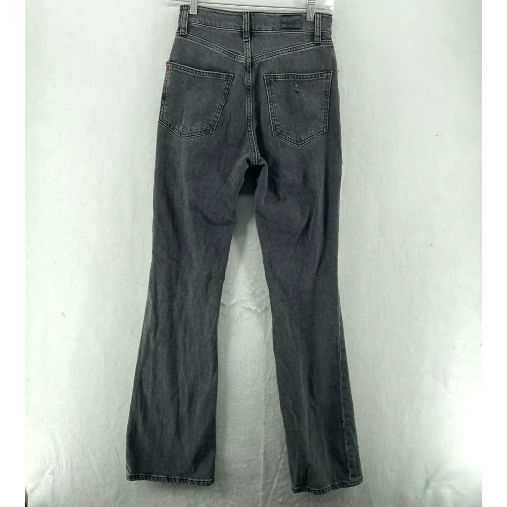 Urban Outfitters BDG Jeans Womens 25 Black Wash High Rise Flare Distressed Denim - Image 2