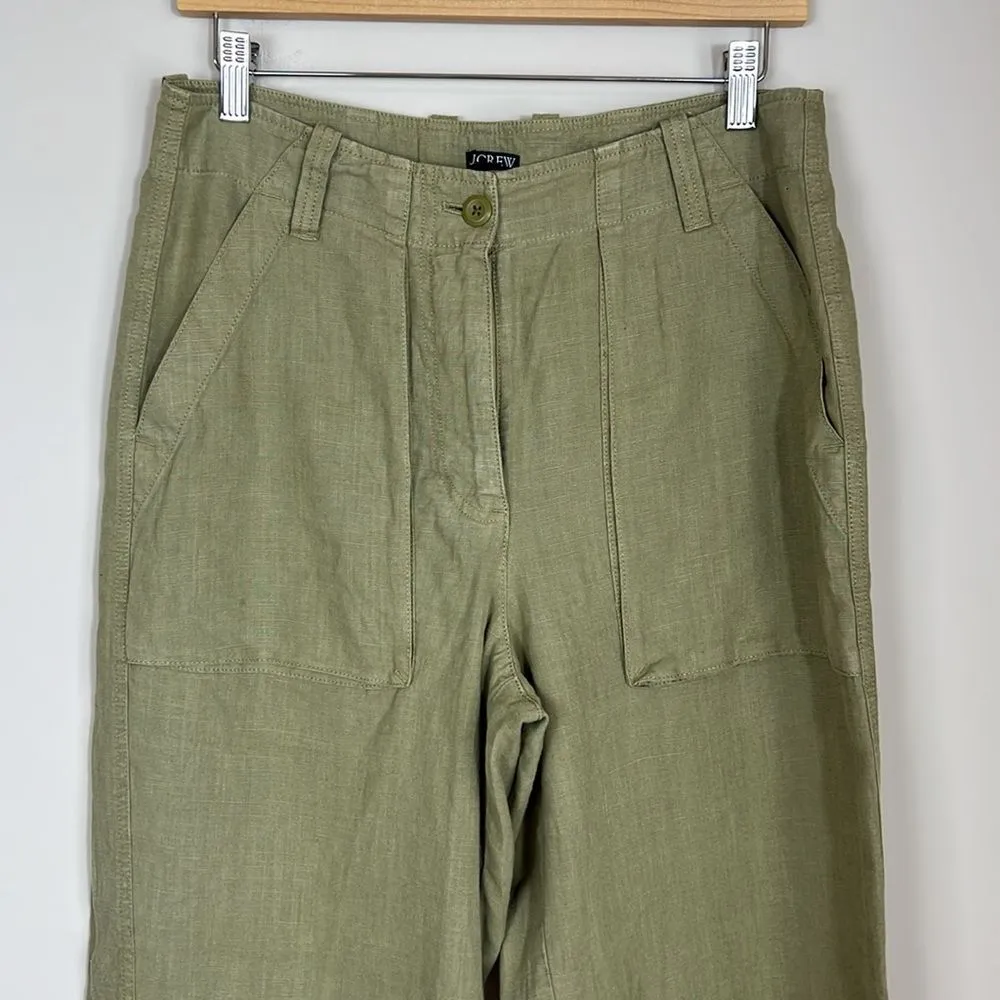 J. Crew Women's Linen Seaside Cargo Pant Straight Leg Utility Casual Size 6 Tall - Image 3