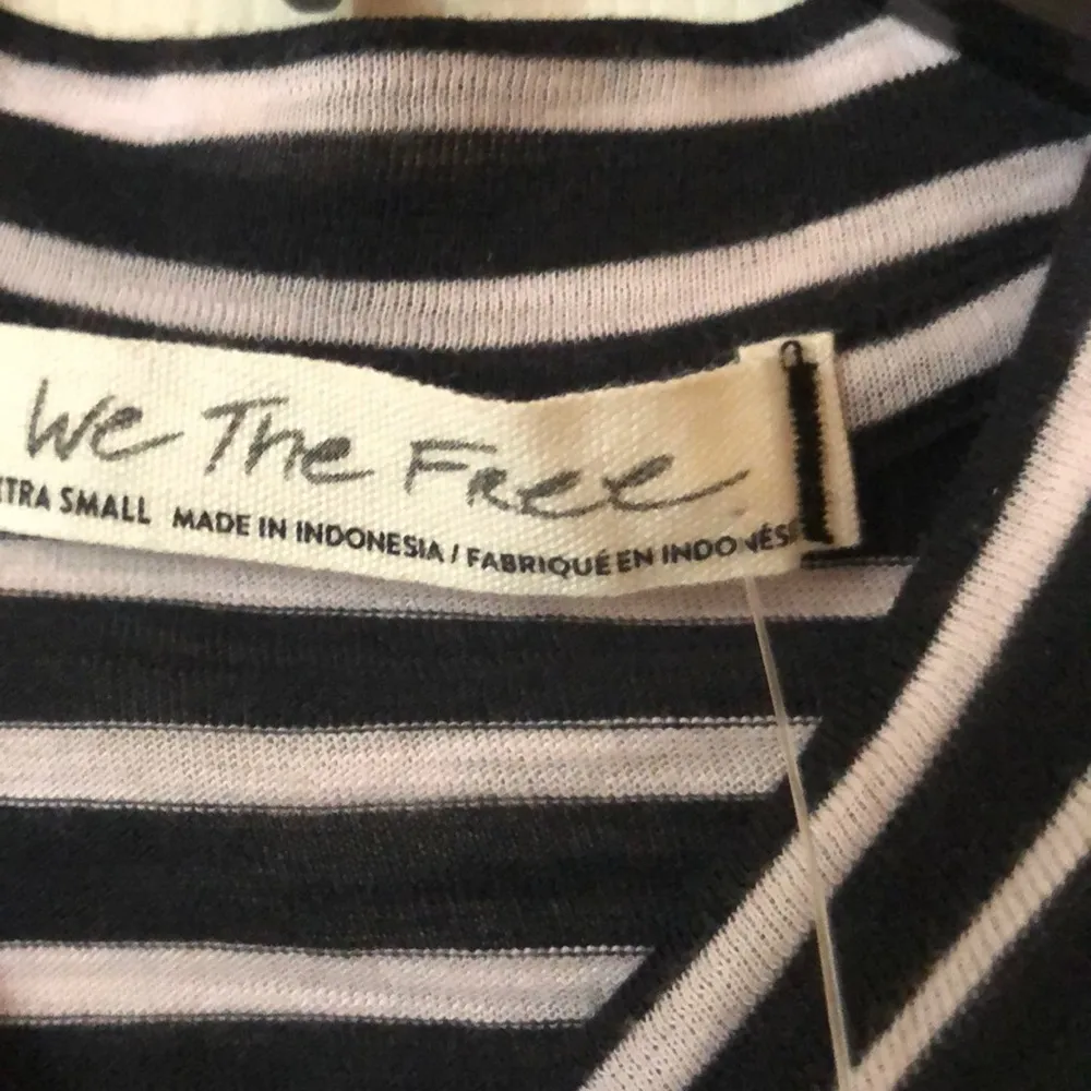 FREE PEOPLE Stripe Roll Sleeve NIGHT SKY TOP - Image 6