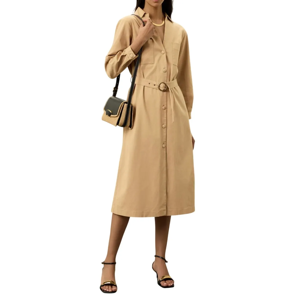 Area Stars Button Down Charlene Dress in Tan, Size S Tan - Image 2
