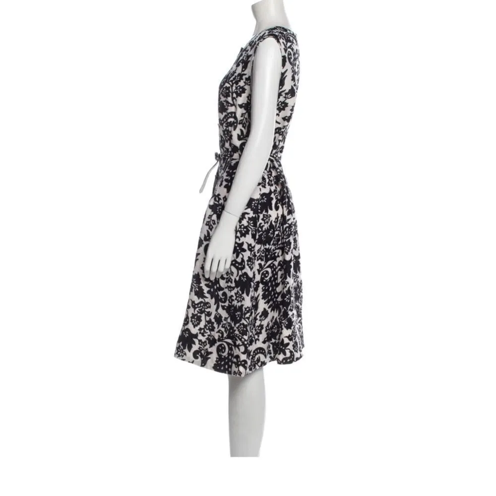 Oscar de La Renta SZ 14 black and white floral a-line dress - Image 2