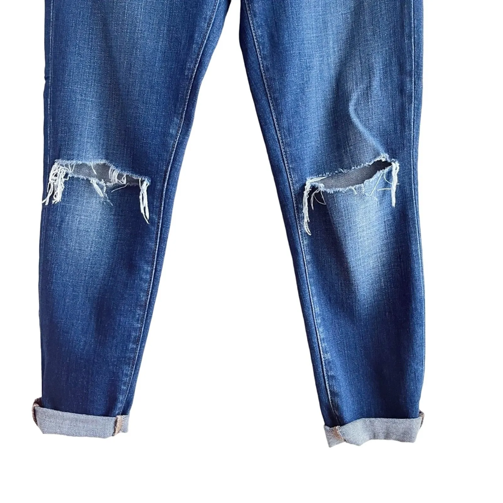 L'Agence Size 24 Rachel Slim Mid-Rise Jeans Distressed Diamond Destruct Blue - Image 9