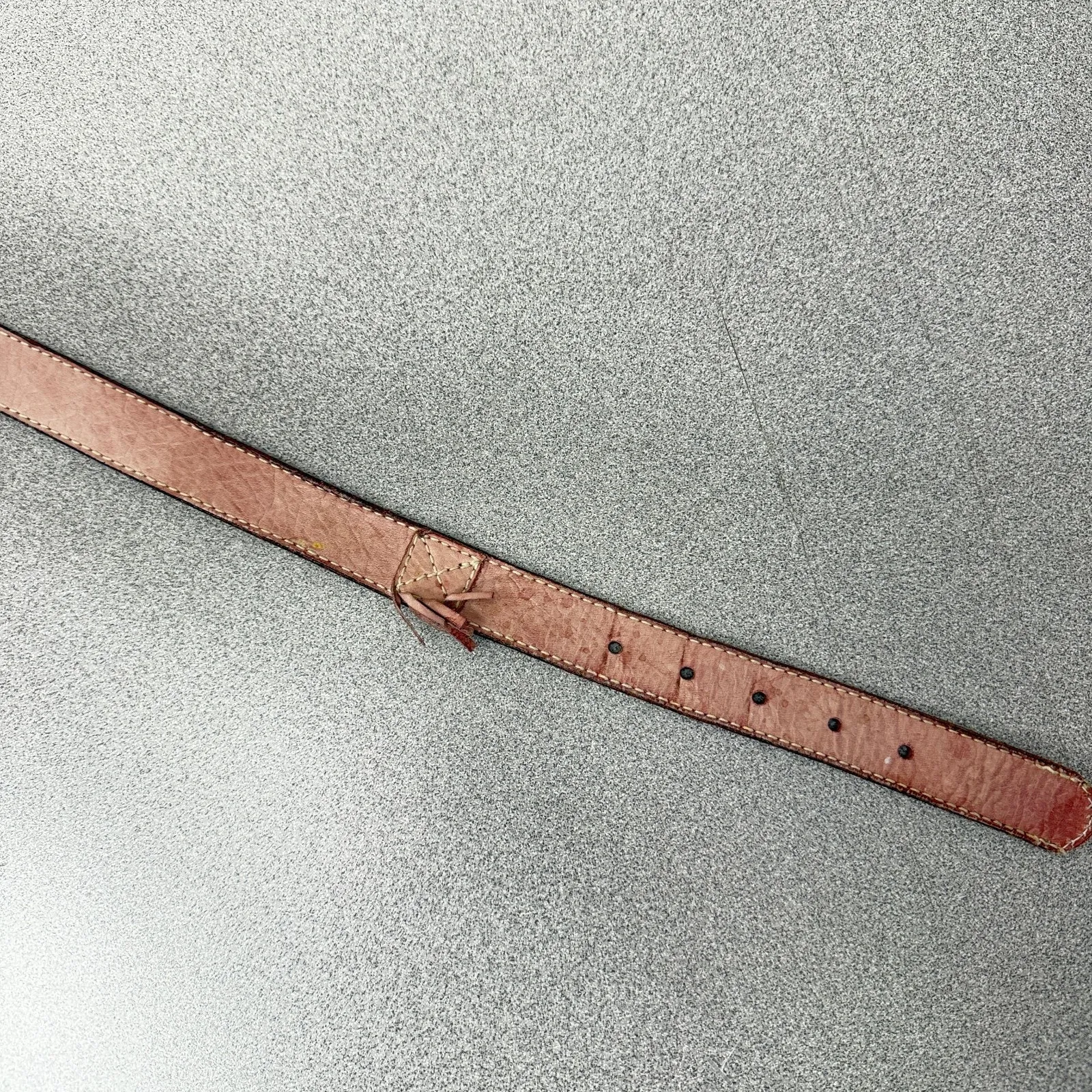 Jenny & The Boys Leather Belt Womens Medium Pink Metal Buckle Embossed Fringe - Image 5