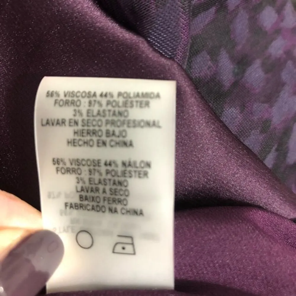 Elie Tahari Celeste Aubergine Purple Velvet Cheetah Print V-Neck Midi Dress 10 - Image 11