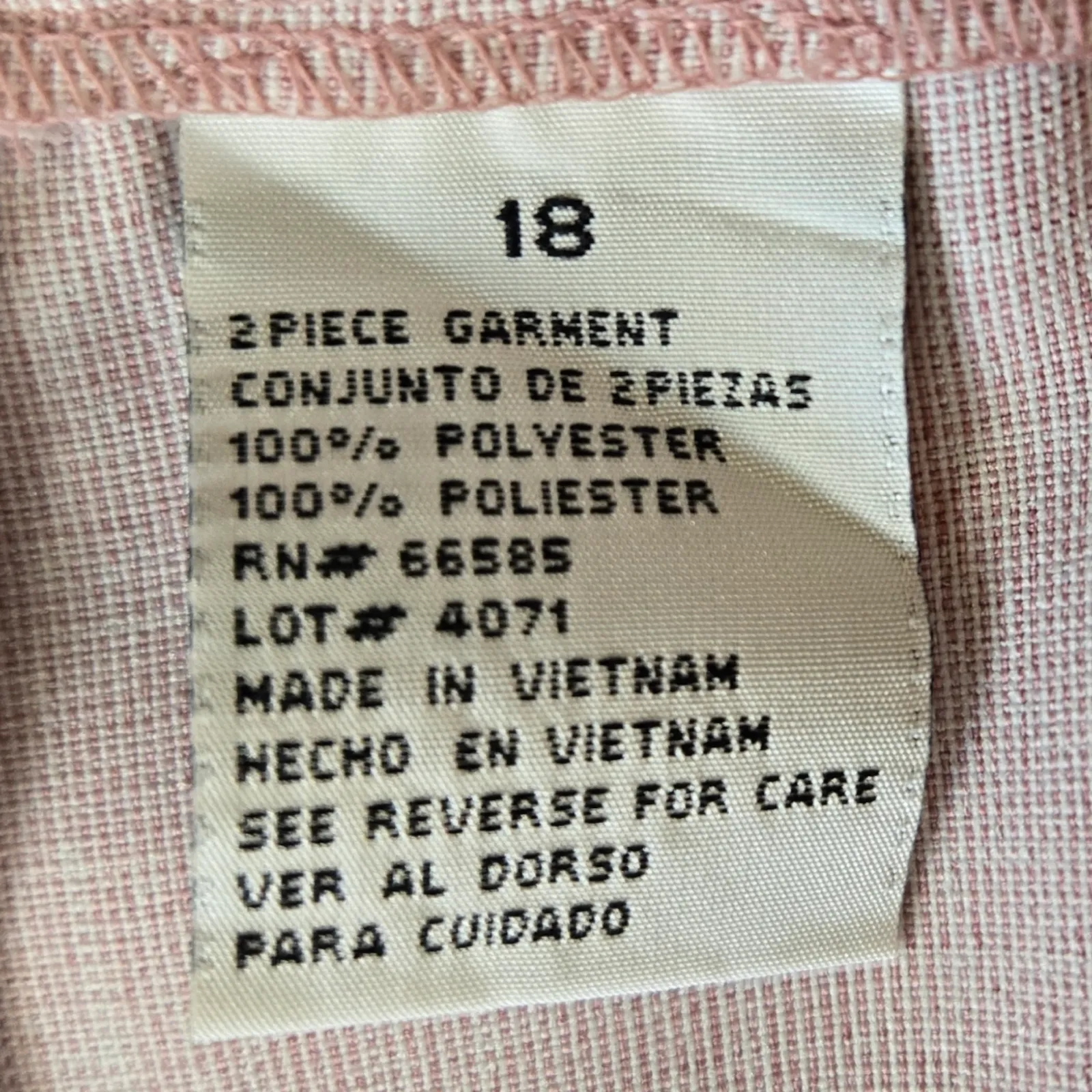 Vintage 90s Light Pink Pantsuit Short Sleeve Blazer Trousers Size Large 12/14 - Image 10