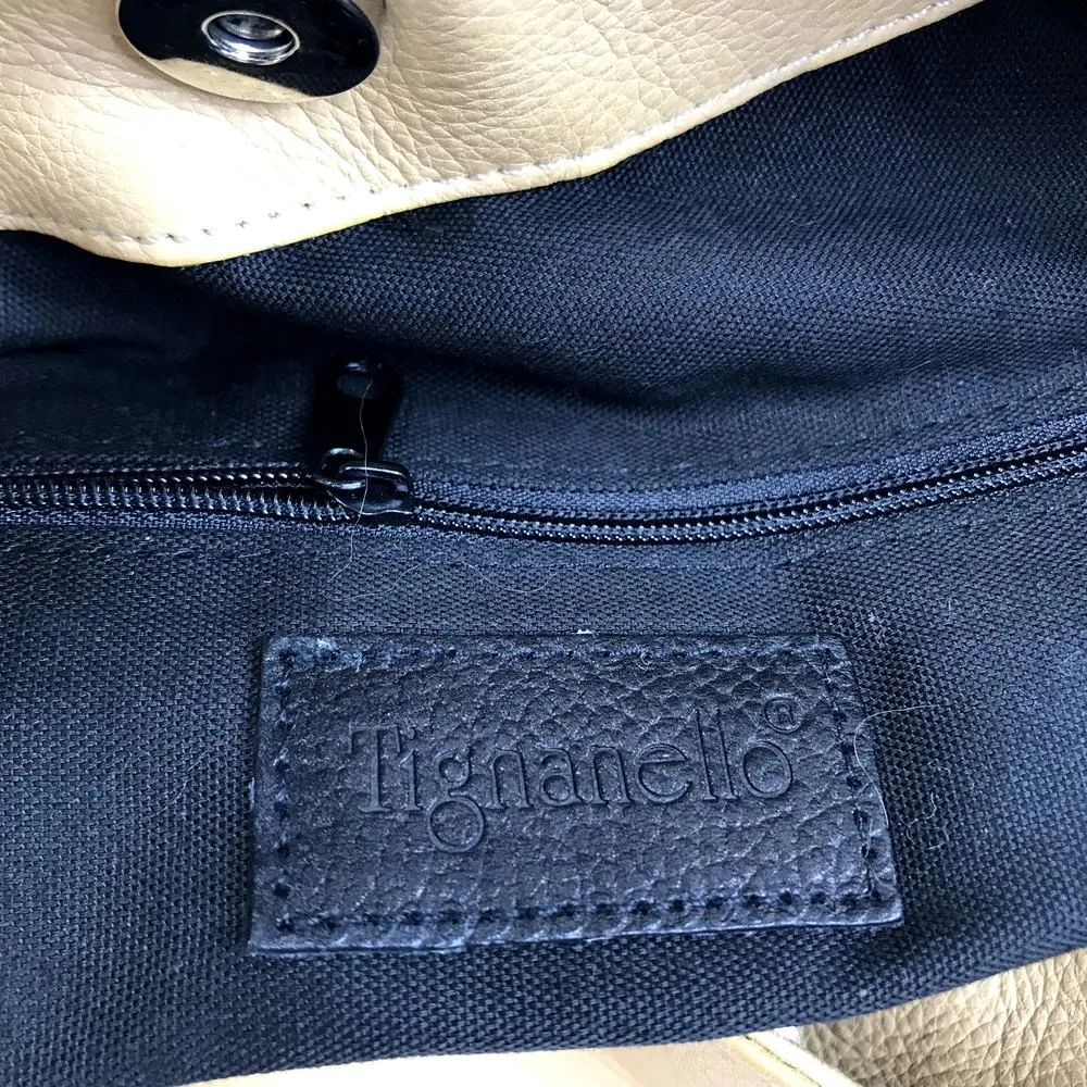 TIGNANELLO Genuine Leather Hobo Shoulder Bag Sand Retro Business Casual Cottage Tan - Image 6