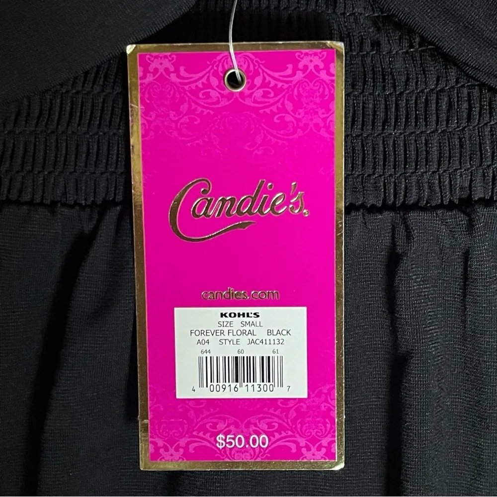 Candies Y2K Party Dress Black Beaded Small Sleeveless Smocked Stretch LBD NWT - Image 7