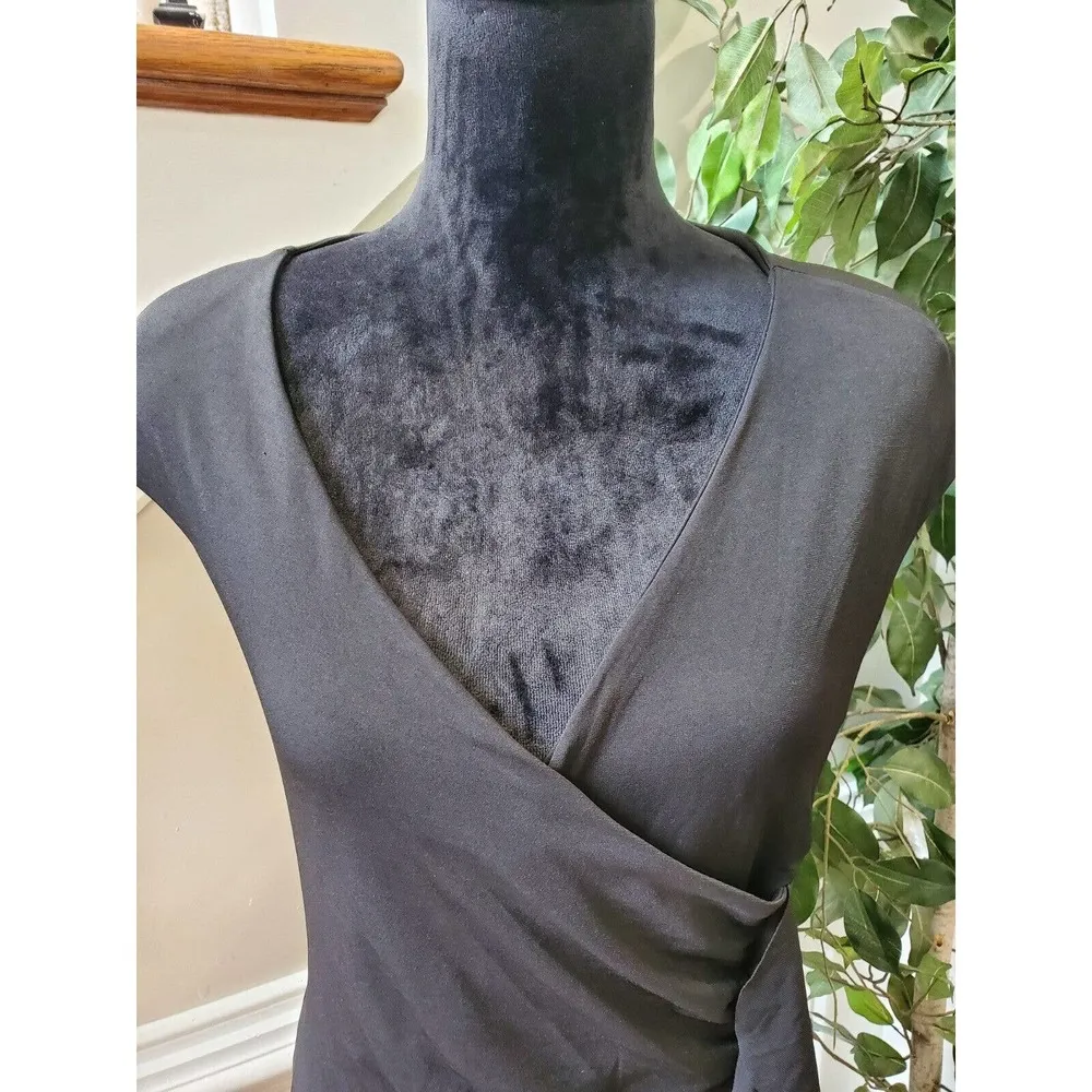 Isabella Rodriguez Womens Black Polyester V-Neck Sleeveless Knee Length Dress 12 - Image 2