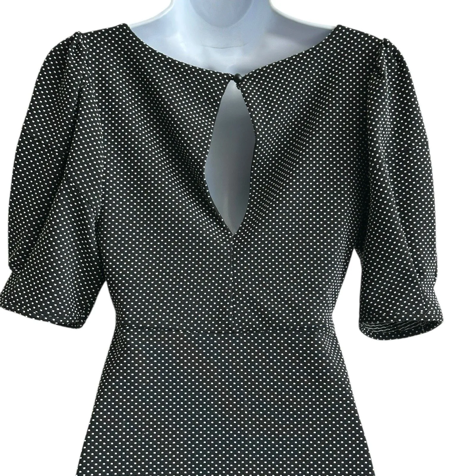 Free People Penelope Dress S Black Polka Dot Puff Sleeve Mini Academia Boho - Image 8