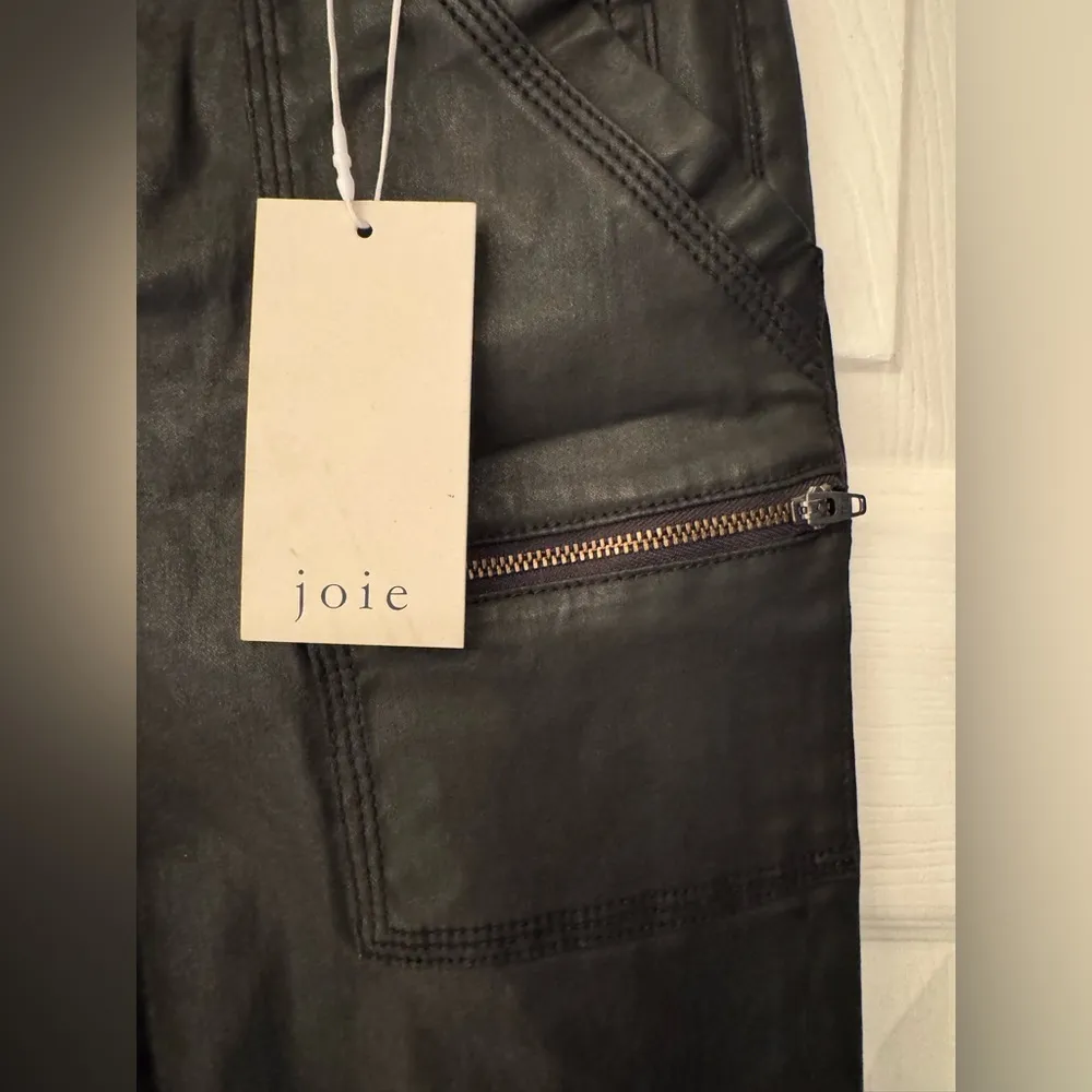 Joie Women's Park Skinny Zipper Pants Women’s Black Coated Denim Size 26 - Image 5