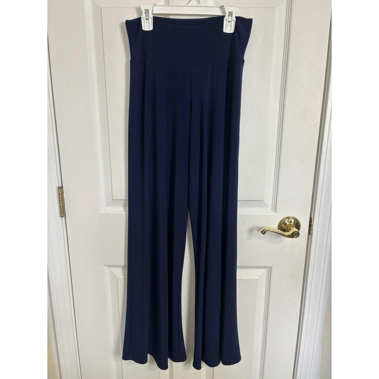 Ciara Sun Woo Navy Wide Leg Pull On Palazzo Pants Size Small Wrinkle Free Blue - Image 2