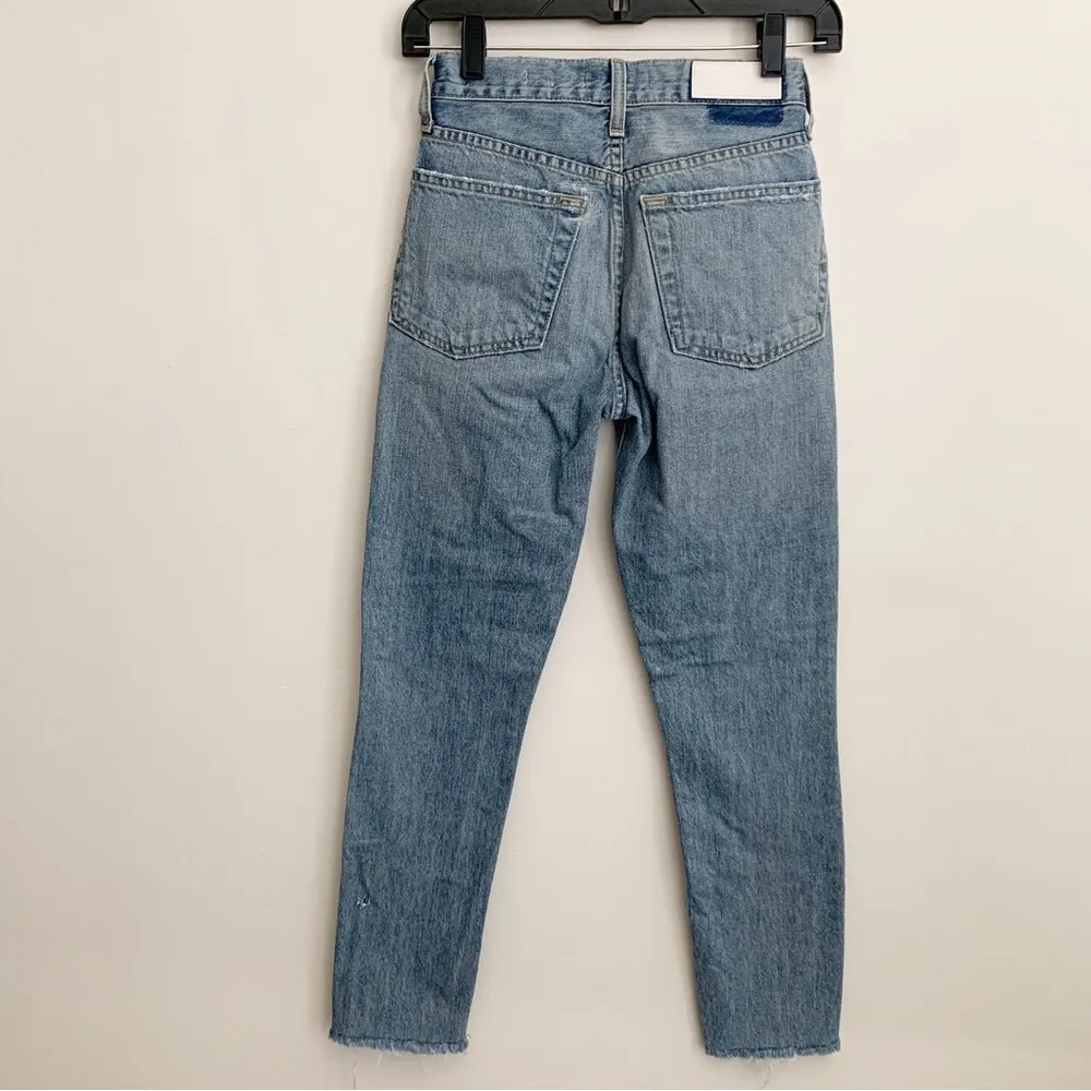 EUC Re/Done Originals High Rise Ankle Crop Light Repair Distressed Jeans Size 23 - Image 11