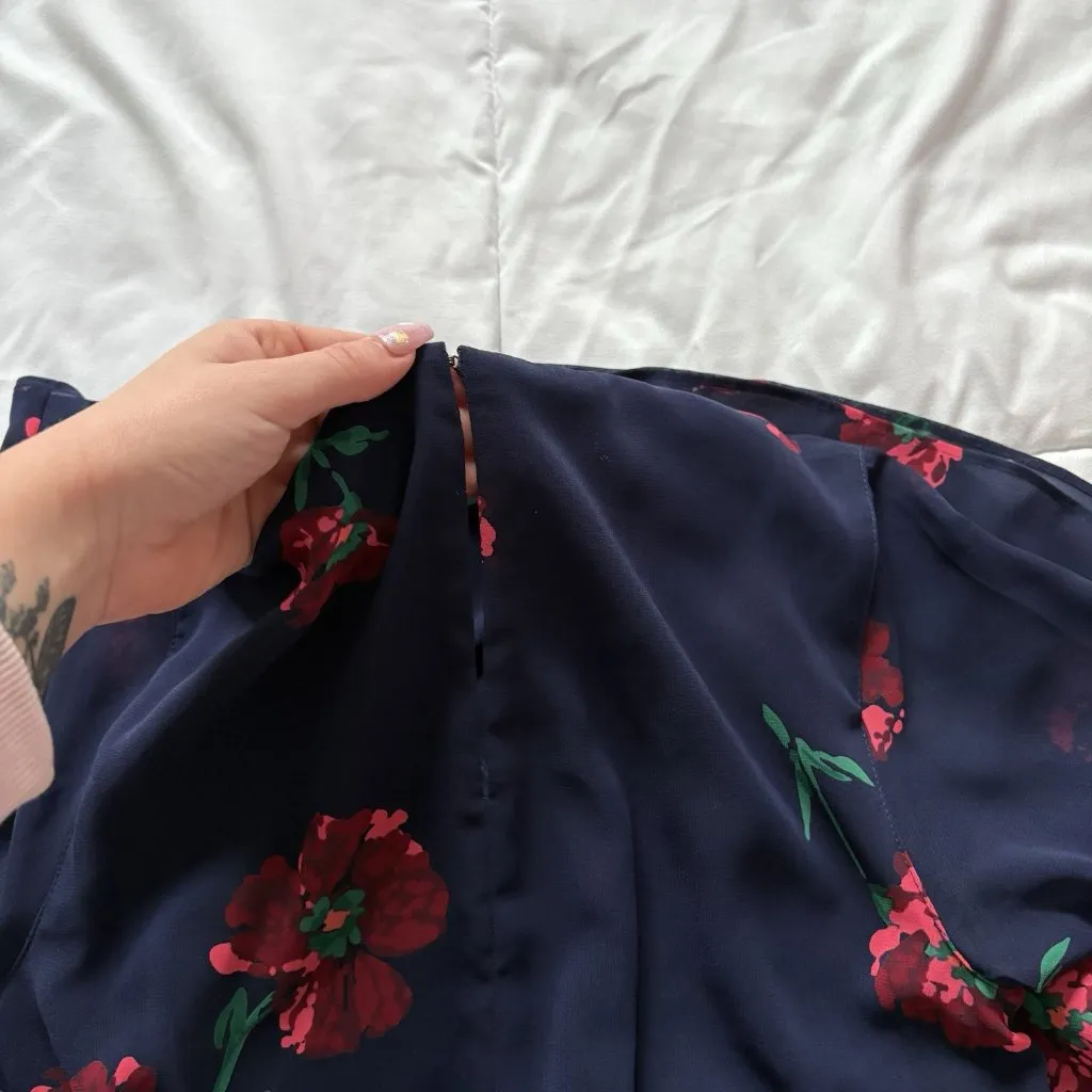 Express Dress Womens Size XS Blue Mini Long Sleeve Vampire Grunge Floral Summer - Image 10