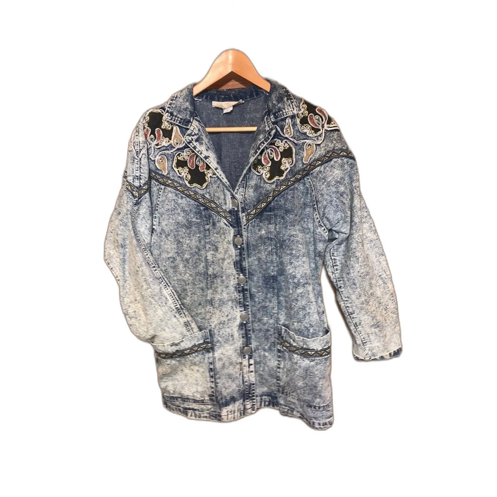 Monique Fashions Acid Wash Denim Jacket & Pants Outfit Medium Blue - Image 2