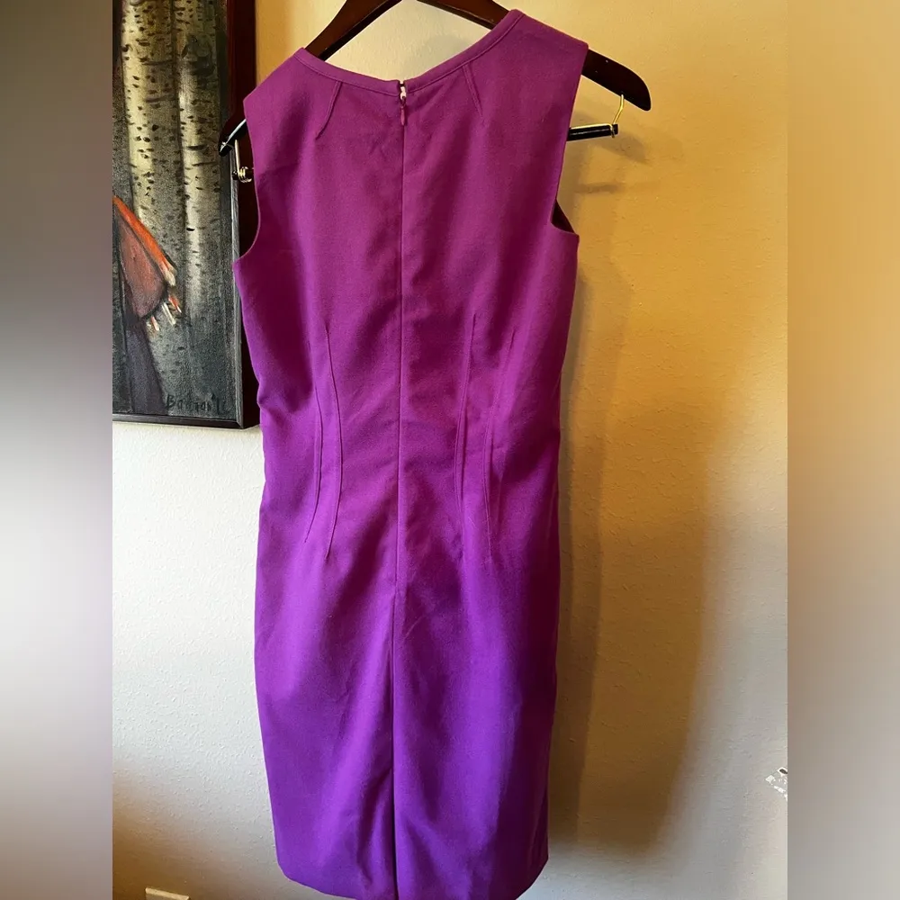 Worthington Women's Dress Solid Purple Sleeveless Sheath Size 4 - Image 2