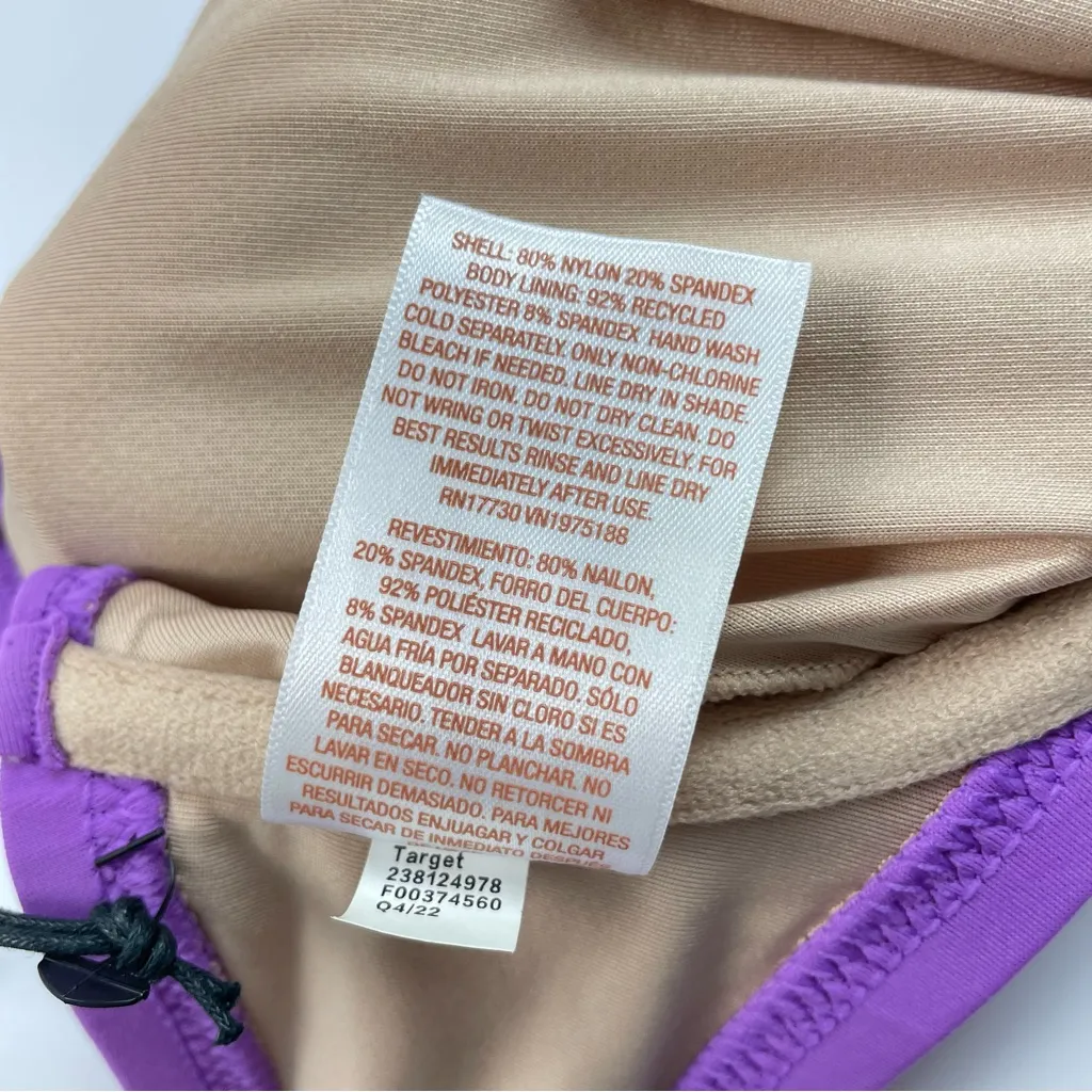 Shade &‎ Shore Bikini Top 36DD Underwire Purple Strappy Swim Tunneled Neckline - Image 6