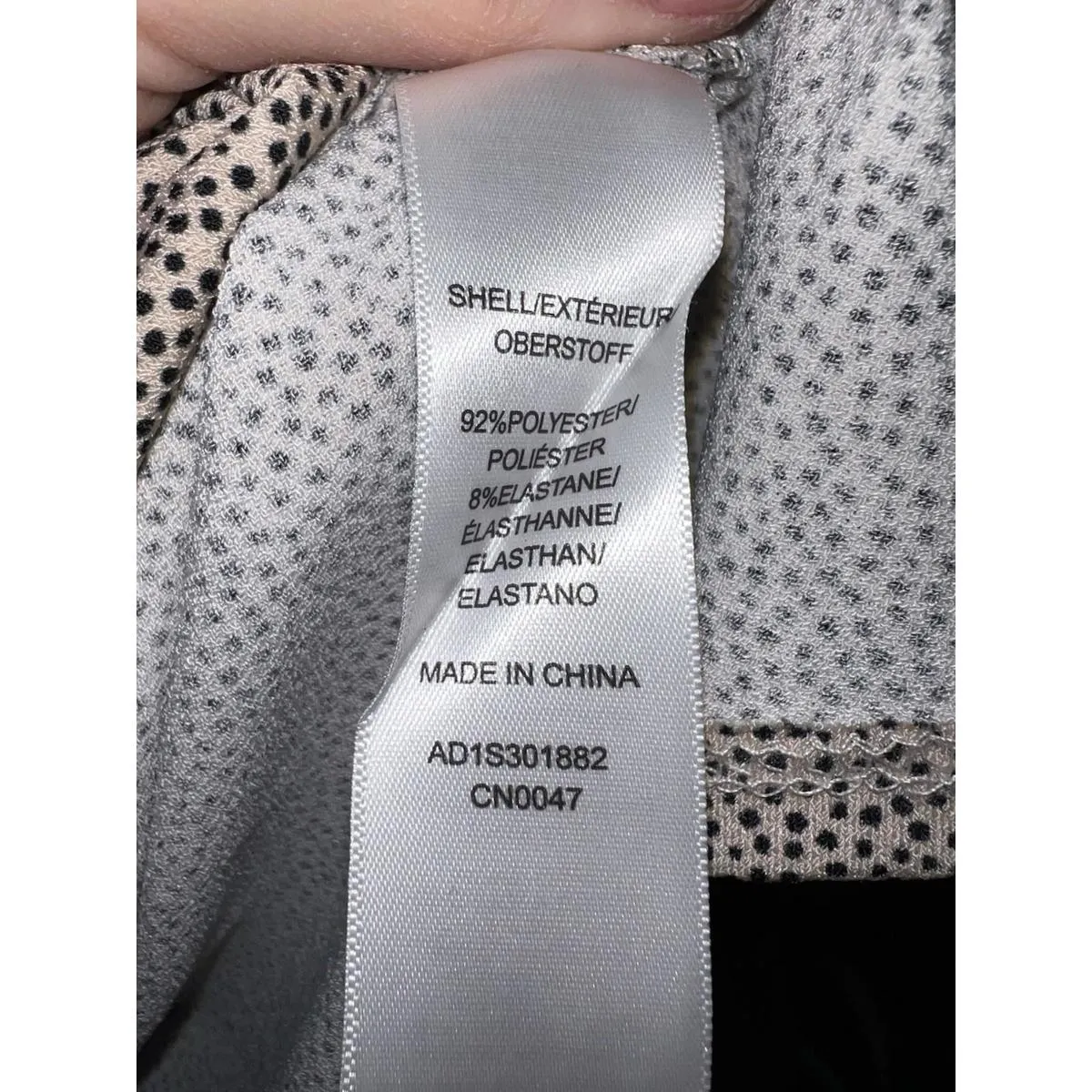 Adrianna Papell Black White Dot Smocked Puff Sleeve Tie Neck Blouse Women’s M - Image 9