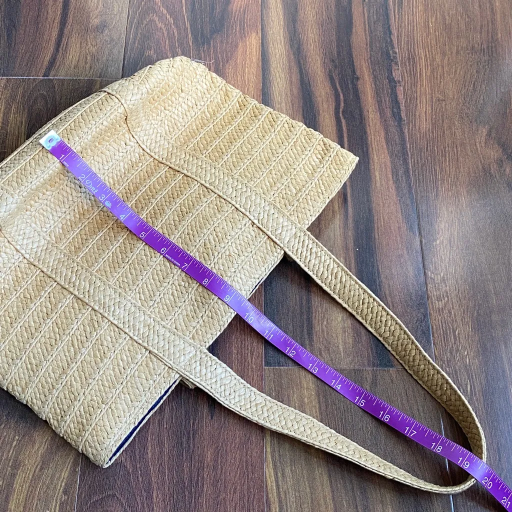 Draper James Woven Small Straw Tote Bag Interior Pocket - Image 6
