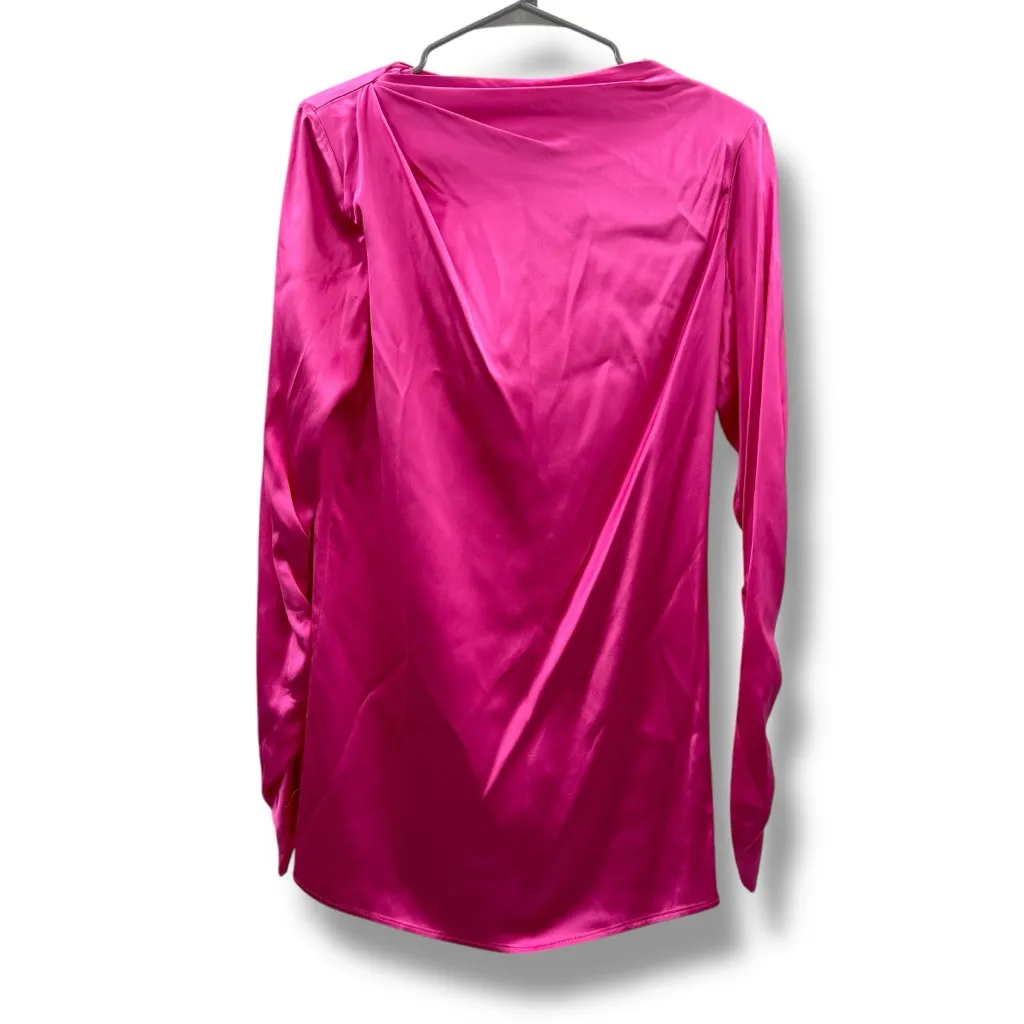 Gauge81 Pisa Fuchsia Pink Satin Ruched Long Sleeve Mini Dress Sz XS NEW‎ - Image 3