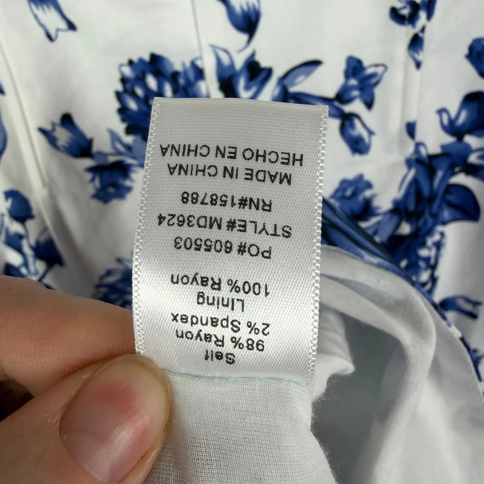 Mable Smitten Blue and White Strapless Midi Dress Medium Floral Cottage Wedding - Image 9