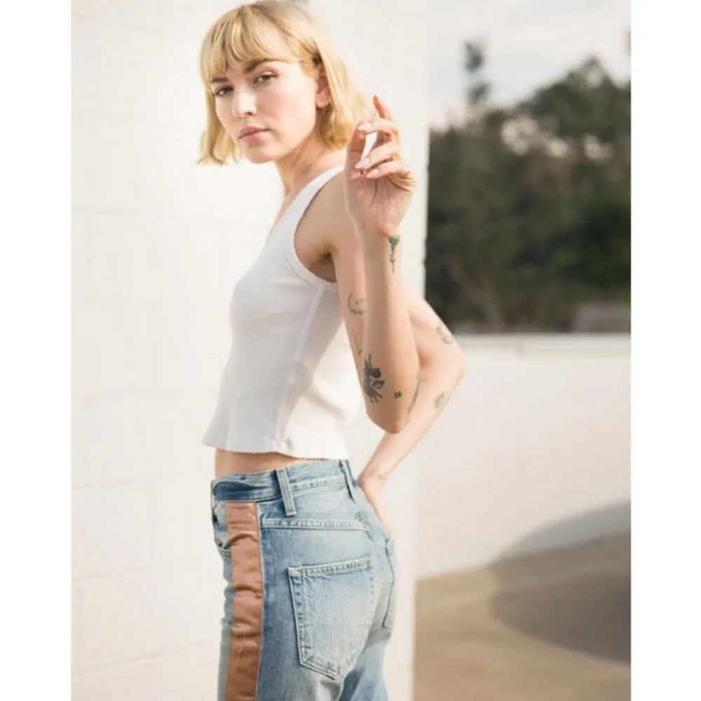 💕AMO💕 The Ribbon Loverboy Jean Indigo Adobe Ribbon 32 100% Cotton Button Fly Blue - Image 6