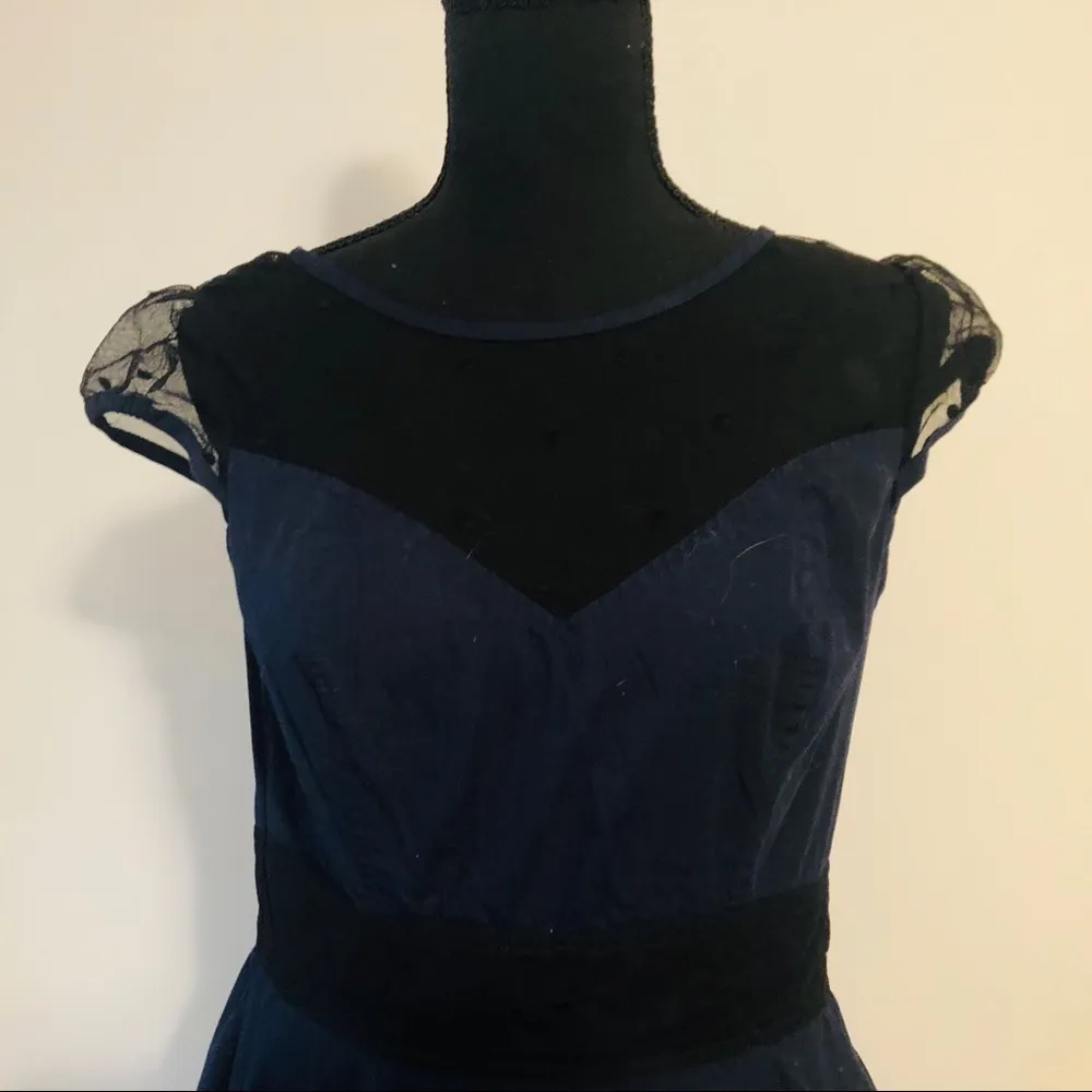 Navy Illusion Yoke Dress - Image 3