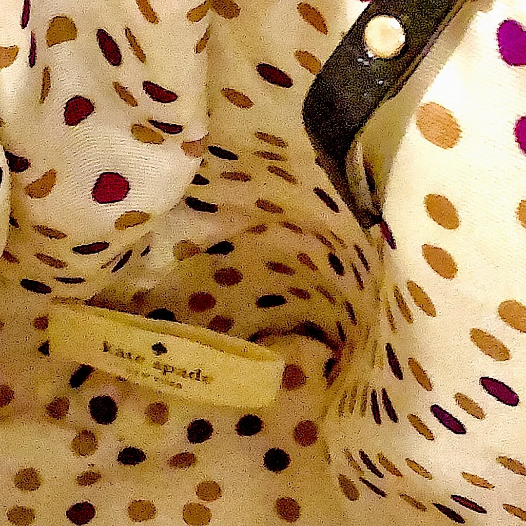 KATE SPADE Wellesley Street Cream & Black Leather Dome Shaped Gold Satchel Bag - Image 13