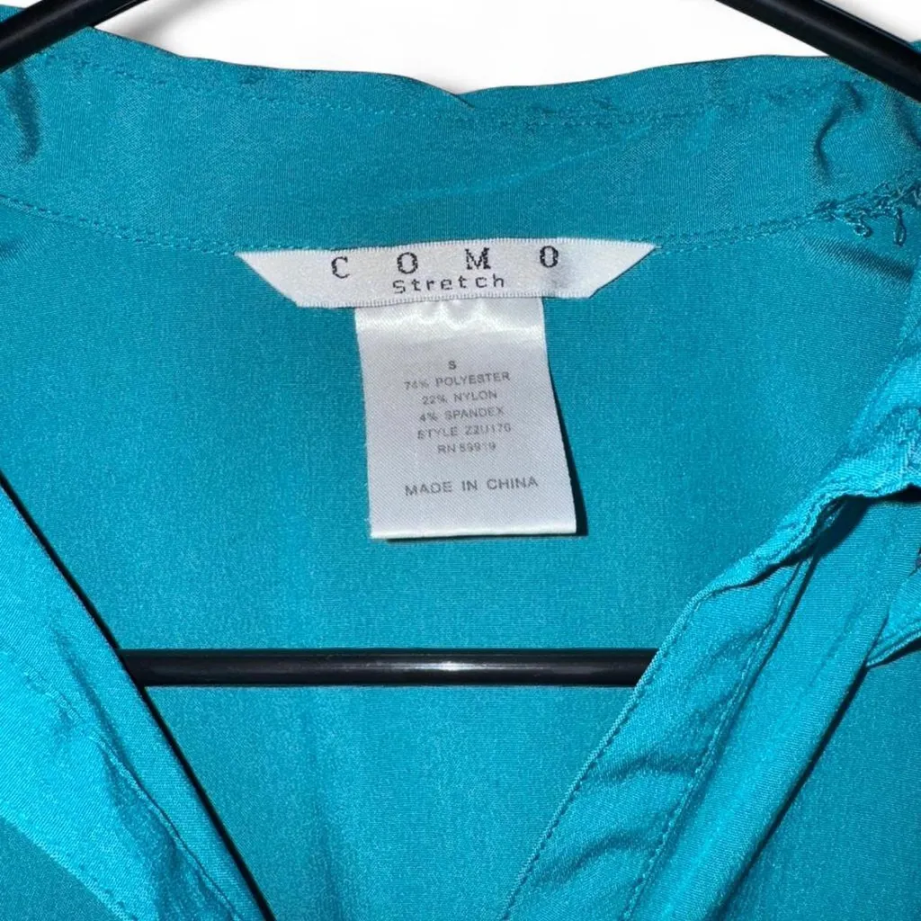 Super cute teal blouse from Como Stretch Blue - Image 2