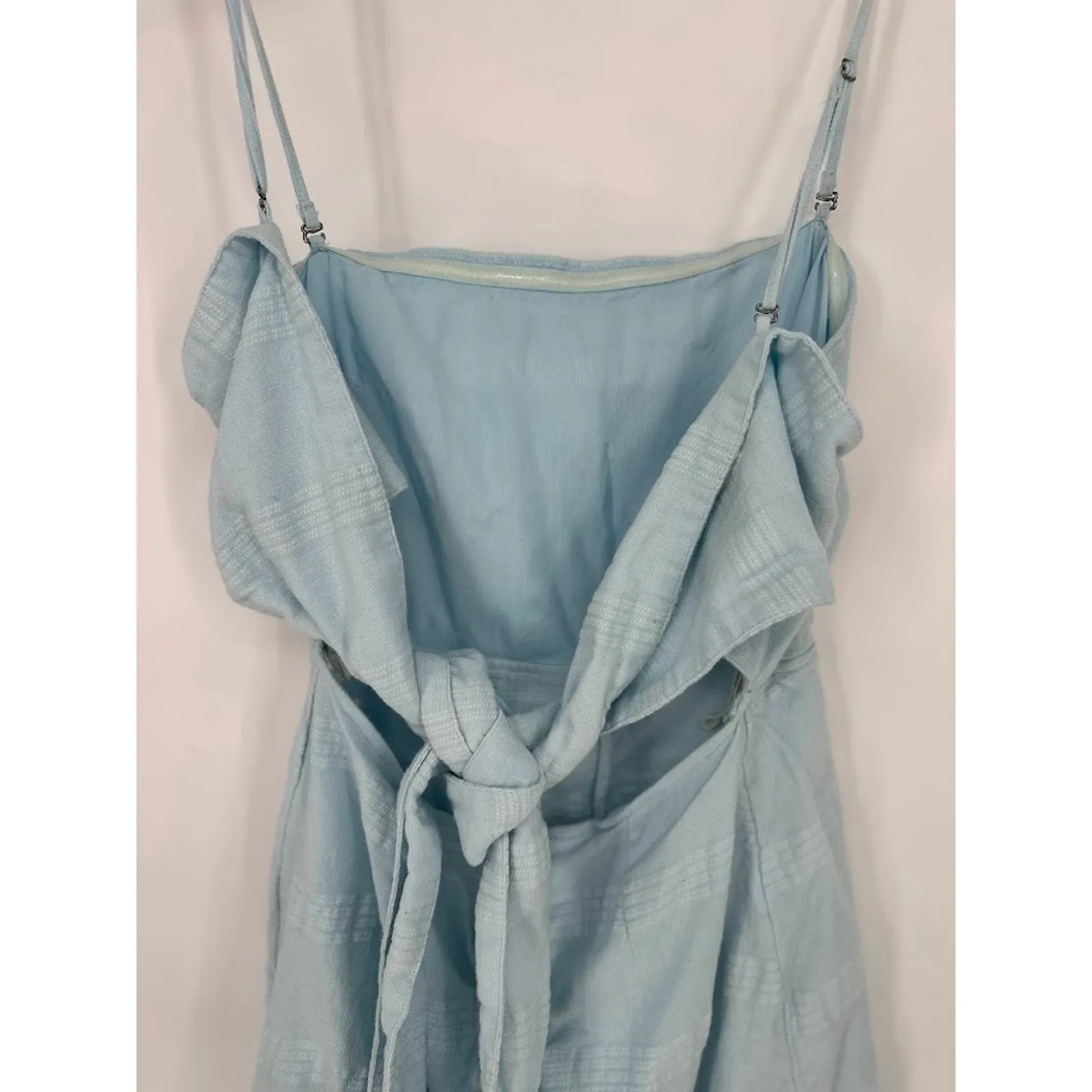 Free People Go Get Em Skort Dress Linen Romper Large Blue Coastal Beach Resort - Image 7