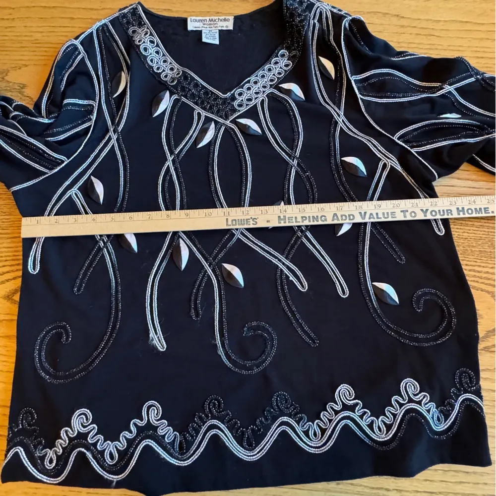 Lauren Michelle London Milan New York Paris Size 2X Black and White Dress Top - Image 7