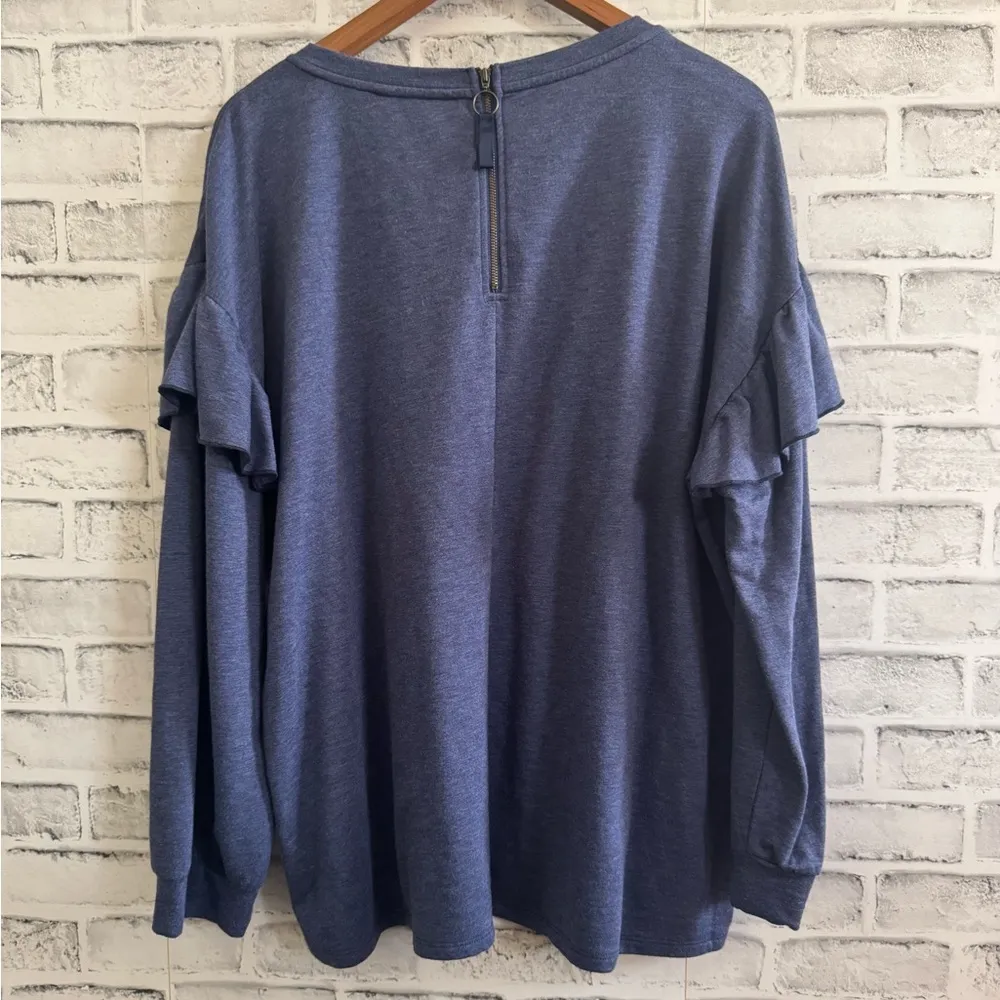 Women’s Matilda Jane blue long sleeve ruffle soft lightweight sweatshirt XXL - Image 2