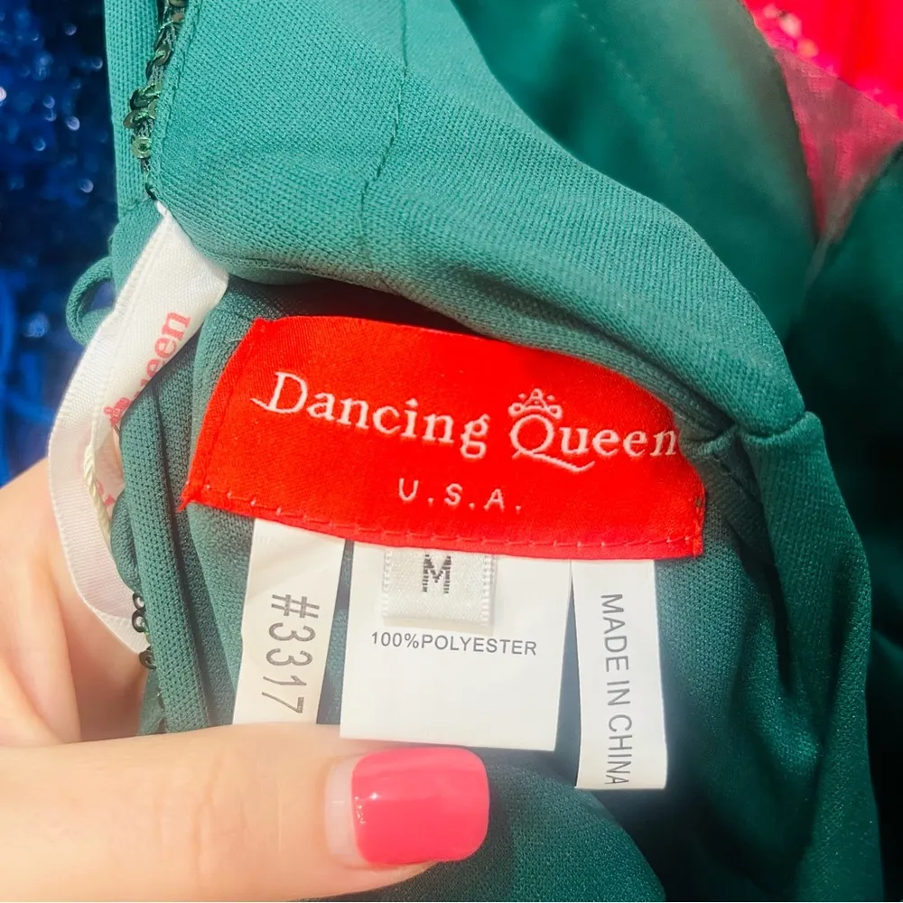 NWT Dancing Queen 3317 - Sweetheart Fitted Sequin Cocktail Dress Medium Green - Image 6