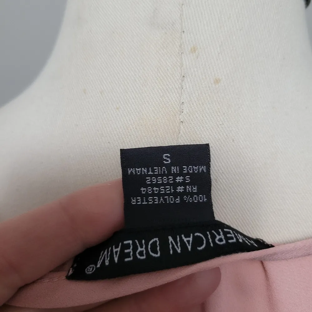 American Dream pink chiffon bubble sleeve blouse size small - Image 6