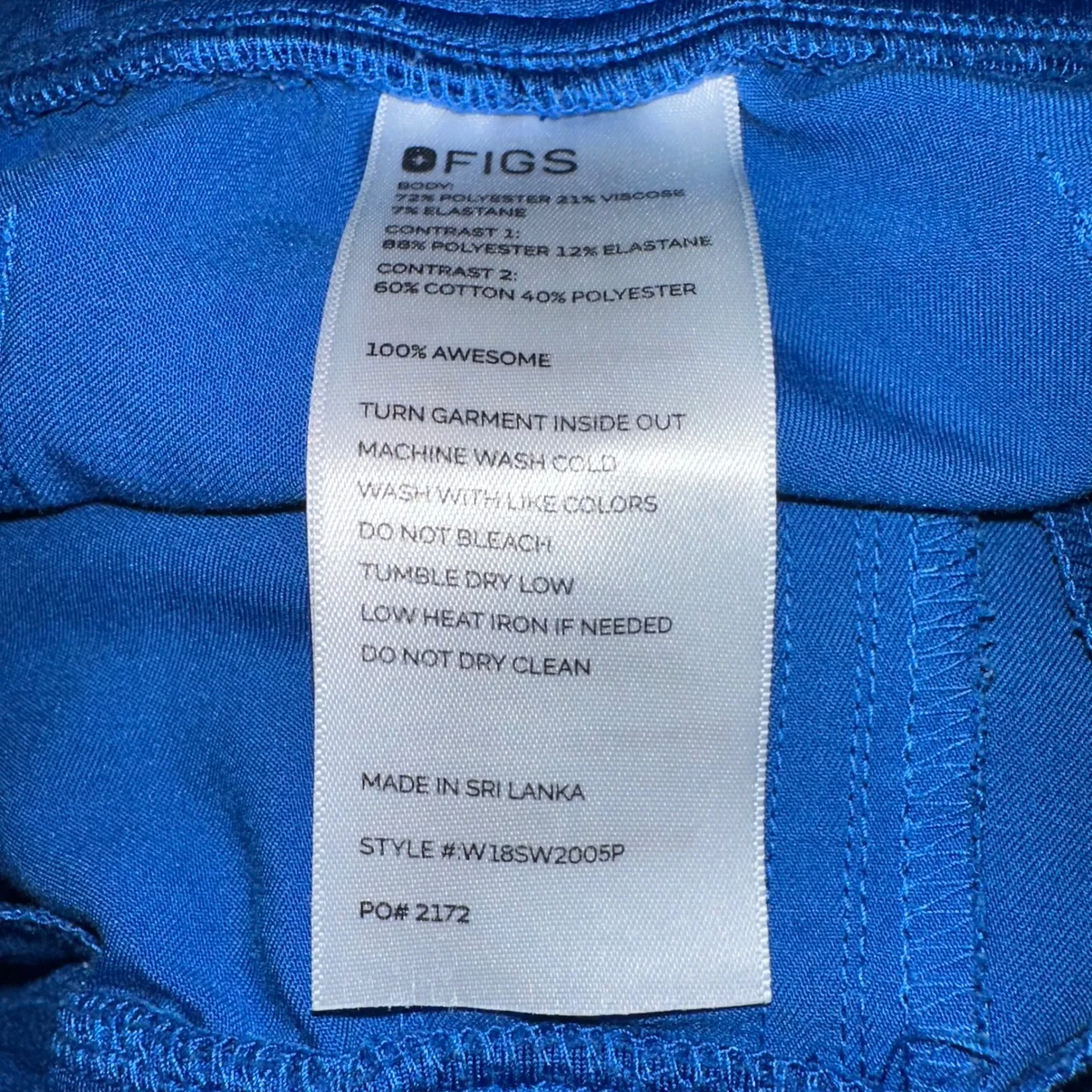 FIGS Zamora Technical Collection‎ Jogger Scrub Pants Drawstring Pockets Blue M/P - Image 2