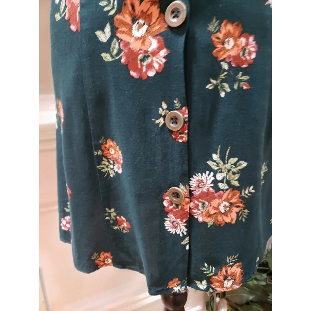 Wild Fable Womens Green Floral V Neck Short Sleeve Button Front Bodycon Dress S - Image 5