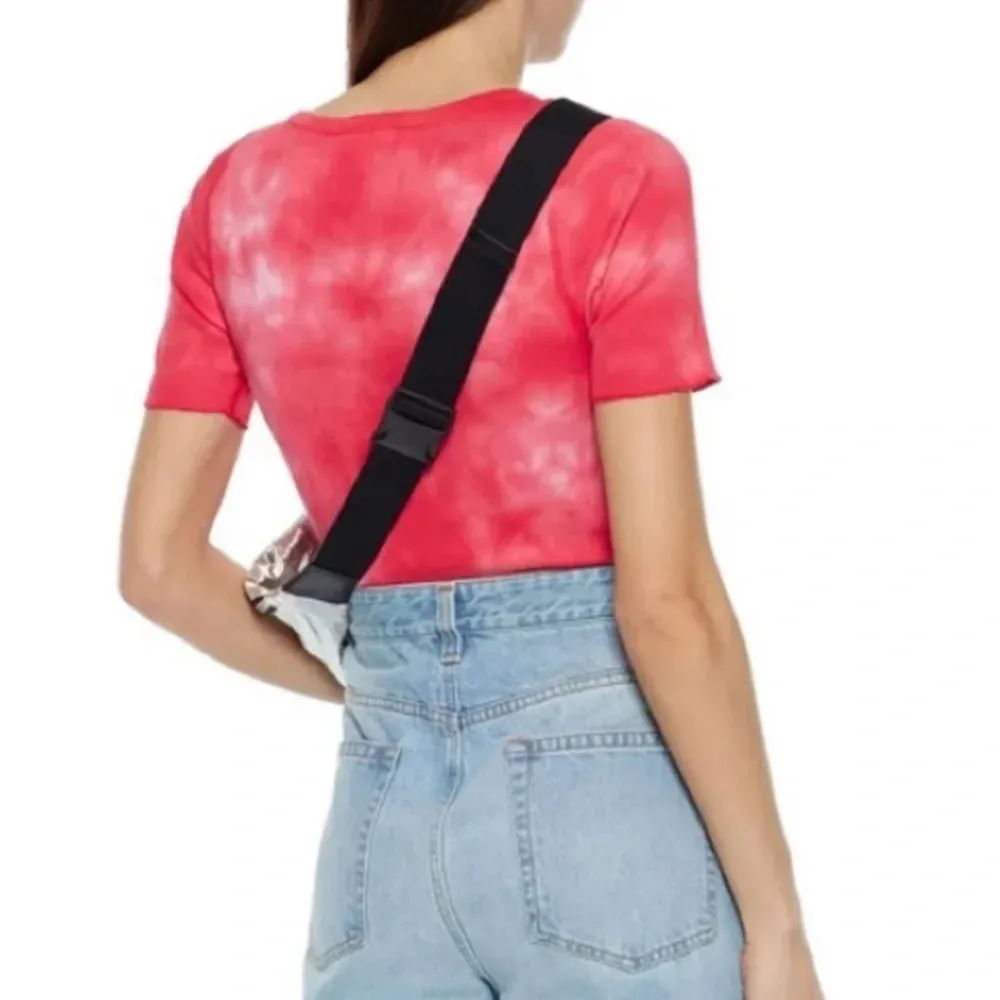 NEW Helmut Lang Base Short Sleeve Ribbed Tie Dye Cotton T-Shirt Red Volcano S - Image 3