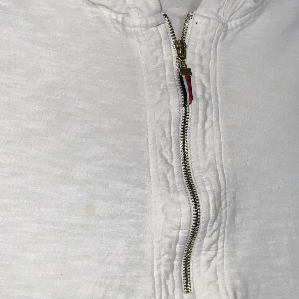 Tommy Hilfiger Cream Long Sleeve Lightweight 1/2 Zip Up Hoodie With Pockets S/P - Image 4