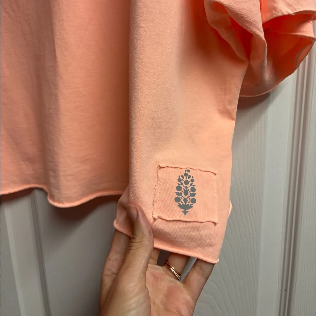 NWOT Free People Movement Tackle Tee 100% Cotton In Pastel Peach Size XL Pink - Image 3