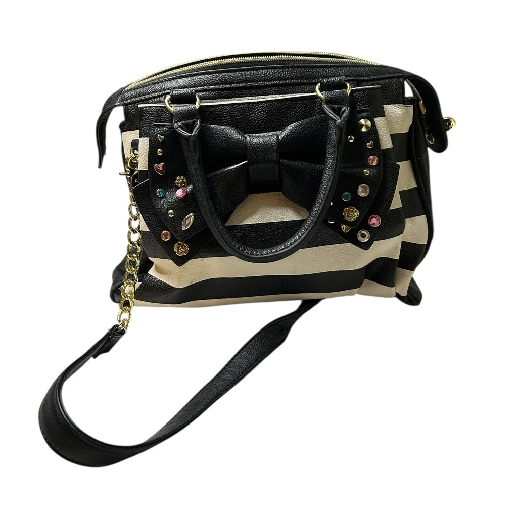 Whimsigoth Kitschy Glam Betsy Johnson Girly Grunge Awning Striped Y2K Crossbody - Image 2