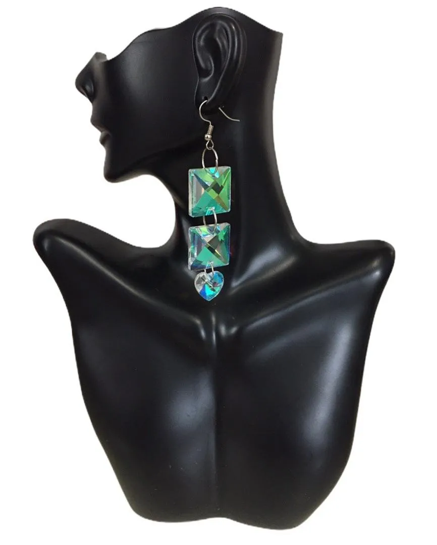 Forever 21 Crystal Iridescent Lightweight Heart Earrings Y2K  - Image 3