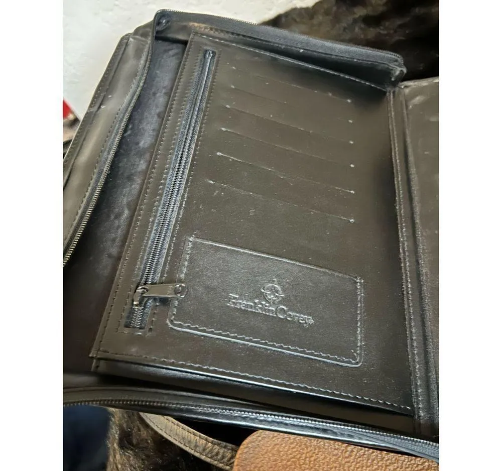 Franklin Covey Leather Planner Zipper Tote Bag Bible Crossbody Strap Organizer - Image 6