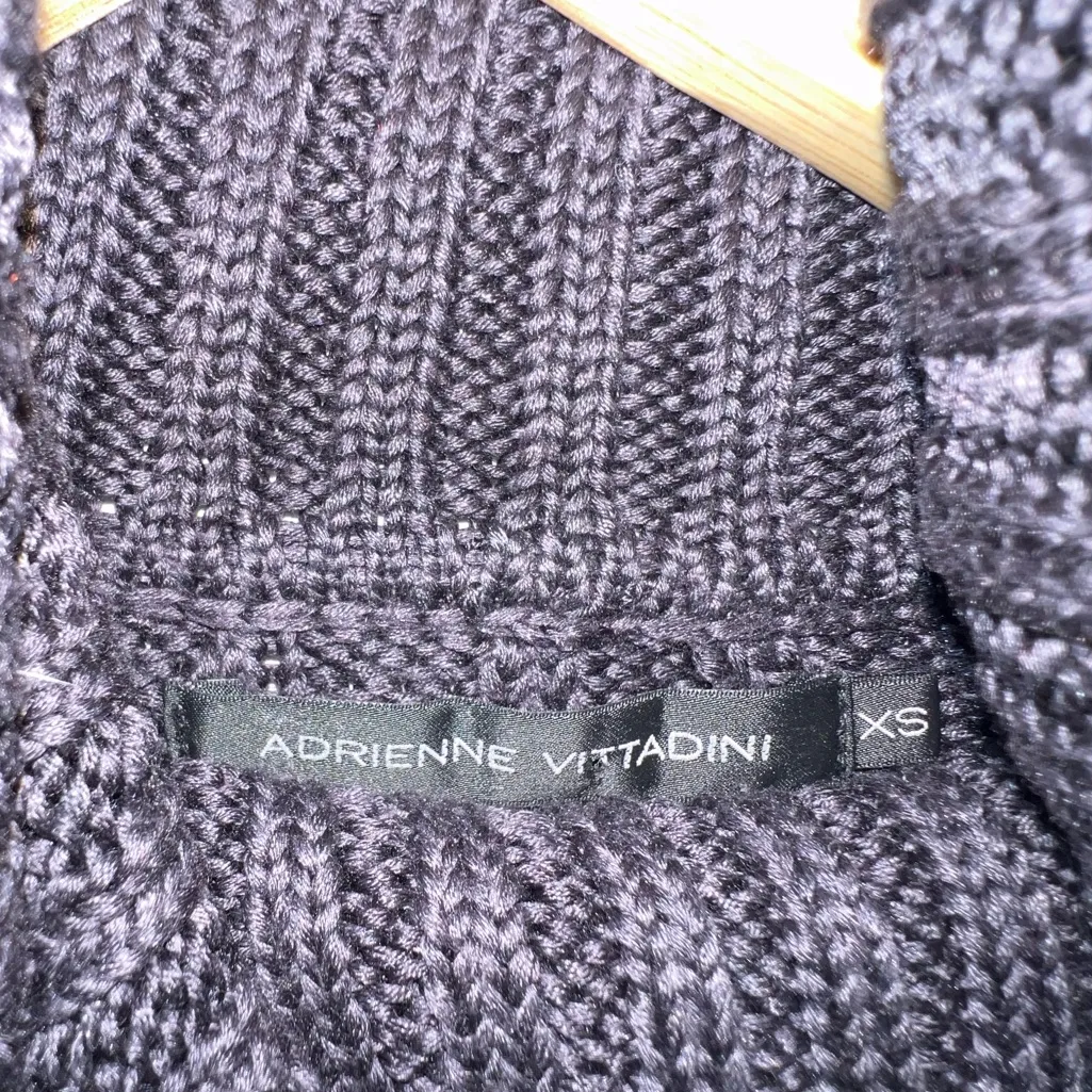 Adrienne Vittadini Sweater Womens X-Small Black Silk Cable Knit - Image 5