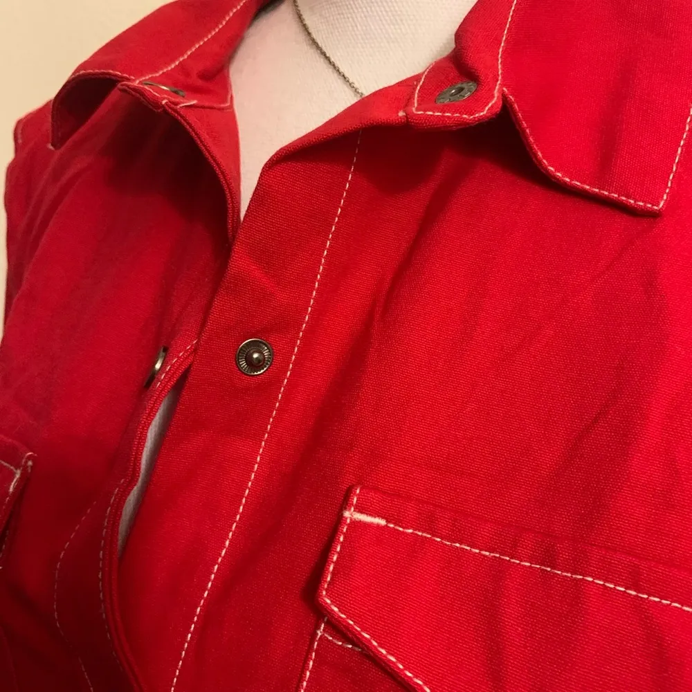 Empyre Red Striped Sleeve Workshirt Size M - Image 5